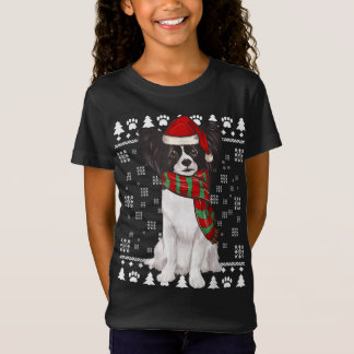 Camiseta Papillon Dog Santa Hat Natal Feio Natal