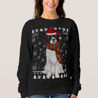 Camiseta Papillon Dog Santa Hat Natal Feio Natal