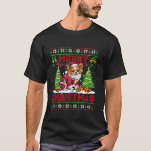 Camiseta Papillon Dog Xmas Tree Luz Papais noeis Feios Papi