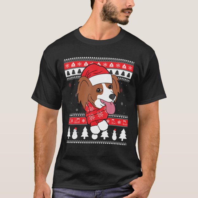 Camiseta Papillon Engraçado Cachorro Feio Presente de Natal (Frente)