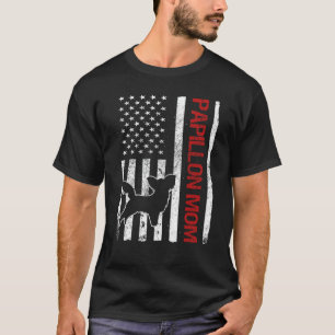 Camiseta Papillon Mãe Americana Flag Funny Papillon Owne
