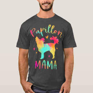 Camiseta Papillon Mama Colorful Papillon Dói Cachorro Mãe