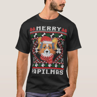 Camiseta Papillon Papais noeis de Natal Feio Cachorro Feio