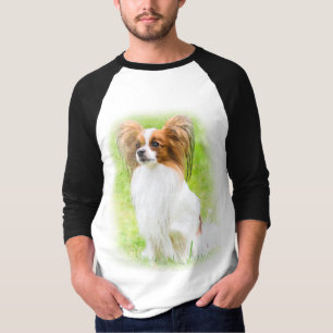 Camiseta papillon, papilão, papillon e cão-papão,