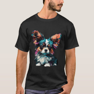 Camiseta Papillon Puppy Dog Pop Art