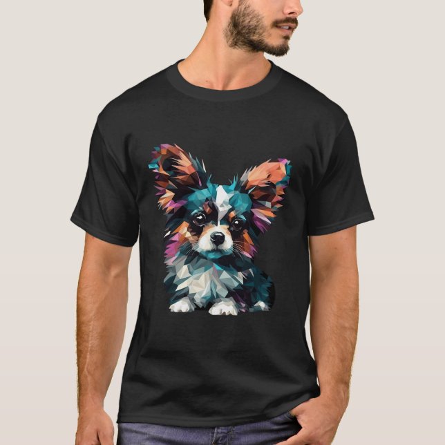 Camiseta Papillon Puppy Dog Pop Art (Frente)
