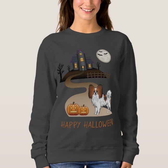 Camiseta Papillon Sable Vermelho e Casa Assombrada de Hallo (Frente)