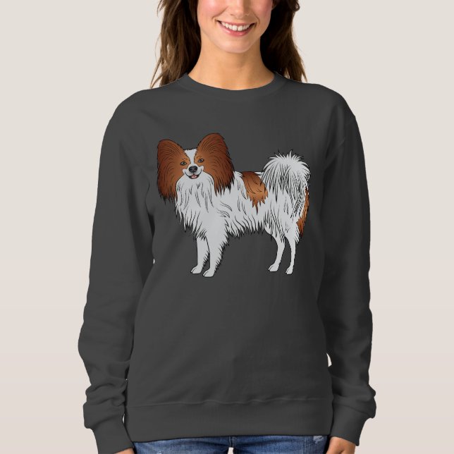 Camiseta Papillon Vermelho e Branco Desenho de Cachorro de  (Frente)