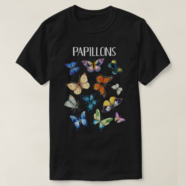 Camiseta Papillons Borboletas Gráfico Homens Mulheres Vinta (Frente do Design)