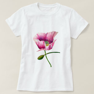 Camiseta Papoila rosa-d-água flor bonito