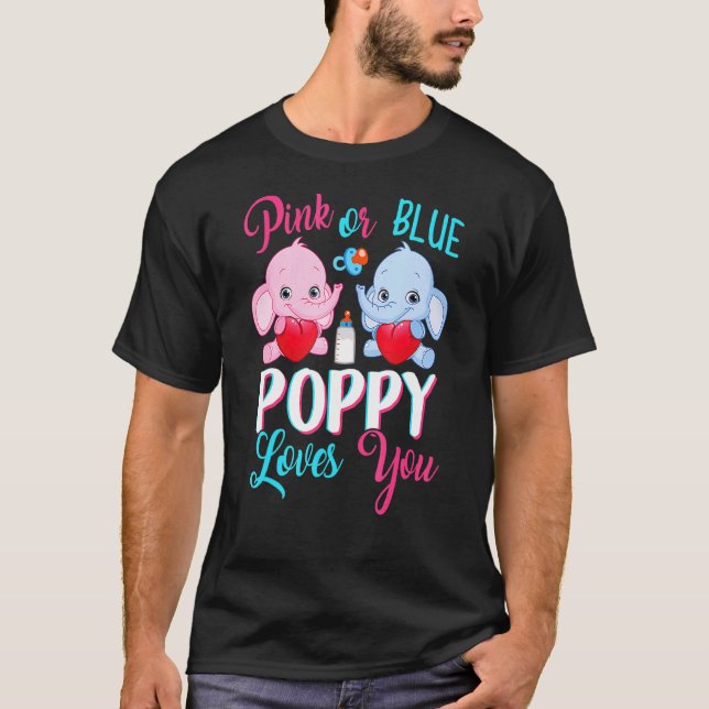 Camiseta Papoila Rosa Ou Azul Te Ama Elefantes Sexo De Bebê (Frente)