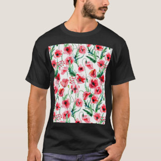 Camiseta Papoilas vermelhas: ilustração floral de aquarela