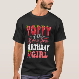 Camiseta Papoula de Morango Garota de Primeiro Aniversário