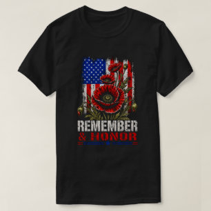 Camiseta Papoula Patriótica Bandeira Americana - Lembrar &
