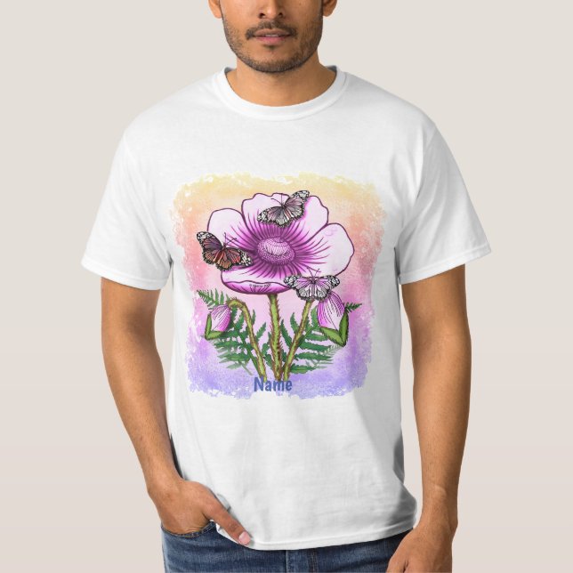 Camiseta Papoula Rosa Borboleta (Frente)