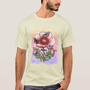 Camiseta Papoula Vermelha Borboleta