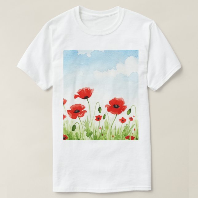 Camiseta Papoulas vermelhas (Frente do Design)