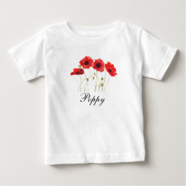 Camiseta Papoulas Vermelhas Floral Aquarela Bebê Papoula