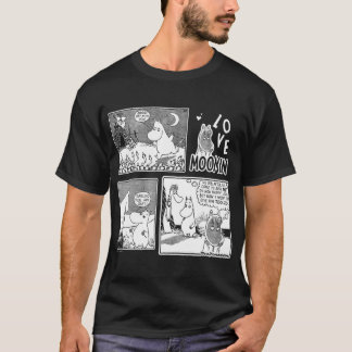 Camiseta Pappa Moomin Flor Contorno Preto