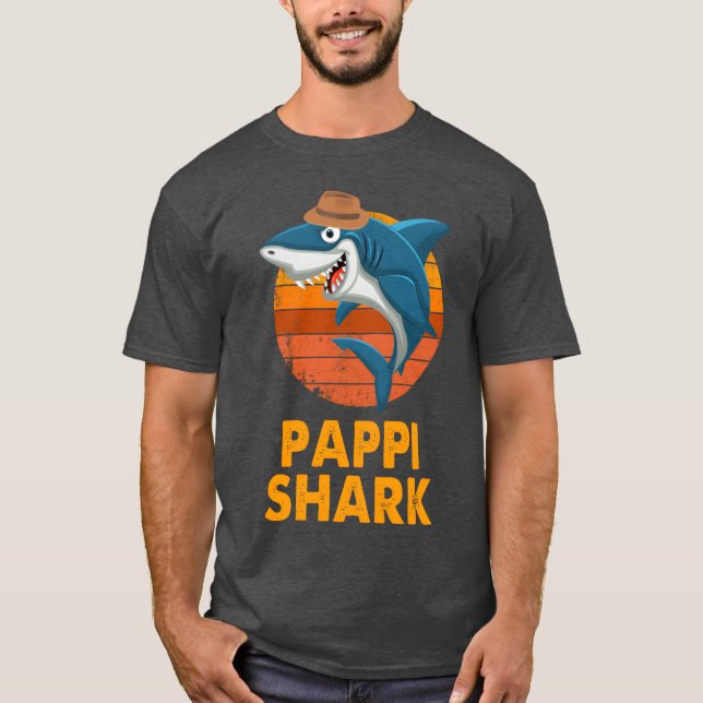 Camiseta Pappi Shark Papa Vovô Amigos Dias de os pais (Frente)