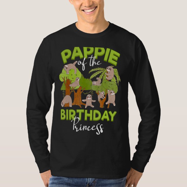 Camiseta Pappie Do Aniversário Princesa Sloth Bday Party C (Frente)