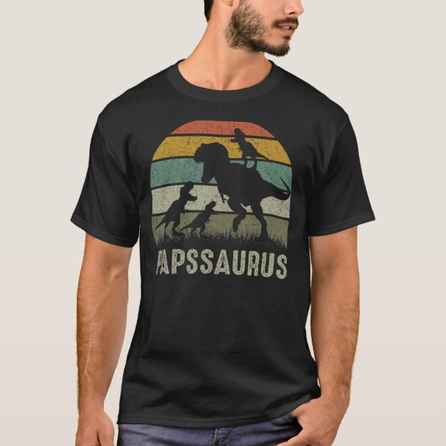 Camiseta Paps Dinossaur T Rex Papssaurus 3 Filhos Correspon (Frente)