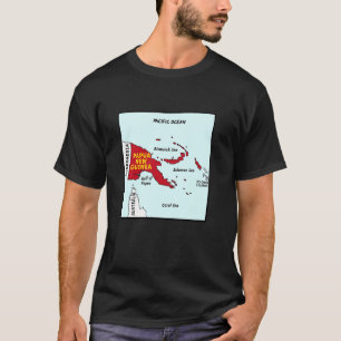 Camiseta Papua-Nova Guiné Mapa em cores de bandeira. Em red