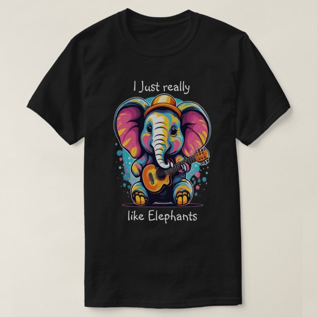 Camiseta Paquiderme Melódica Eu gosto muito de elefantes (Frente do Design)