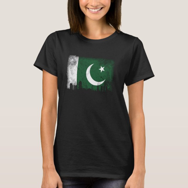 Camiseta Paquistanês Flag Islamabad City Skyline (Frente)