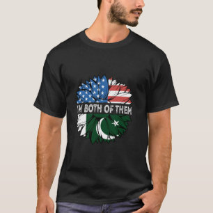 Camiseta Paquistão Bandeira Eu sou ambos EUA Sunflower Paki