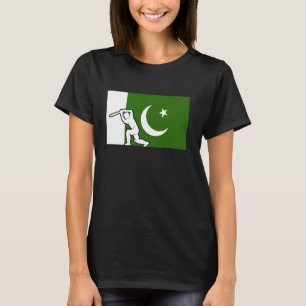 Camiseta Paquistão: Jogador de críquete com bandeira paquis