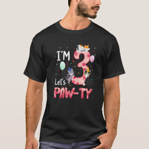 Camiseta Par 3º Aniversário Menina Gato Gatito 3 Anos