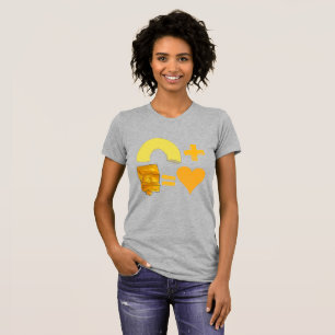 Camiseta Par Clássico de Comida Macaroni + Queijo = Coração