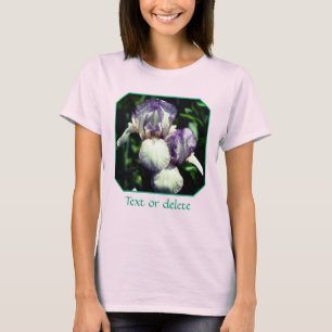 Camiseta Par de Flores de Íris Barbada Roxa e Branca
