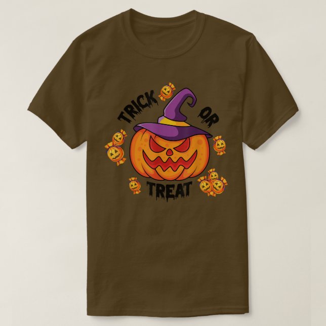 Camiseta Par de Halloween das bruxas ou trajes (Frente do Design)