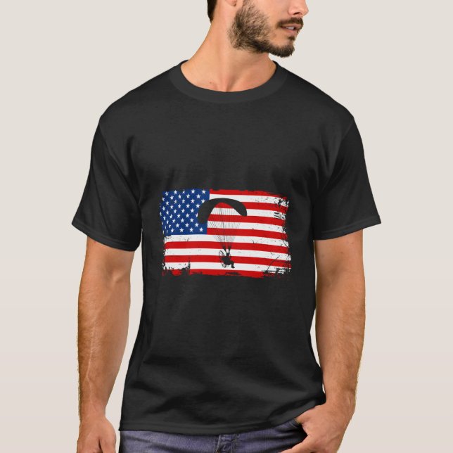 Camiseta Par de Paramotoring Powered Flag Americano (Frente)