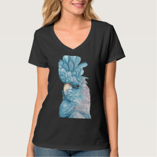 Camiseta Par de Pintura de Cockatoas Preto-Alcance Vermelho
