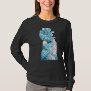Camiseta Par de Pintura de Cockatoas Preto-Alcance Vermelho