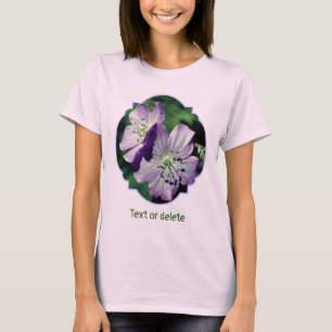 Camiseta Par Personalizado de Flores de Gerânio Roxo Bonito