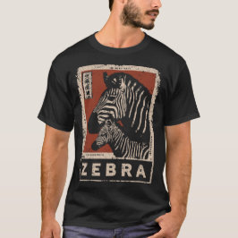 Camiseta Par Zebra com faixas retroativas e Sol vermelho