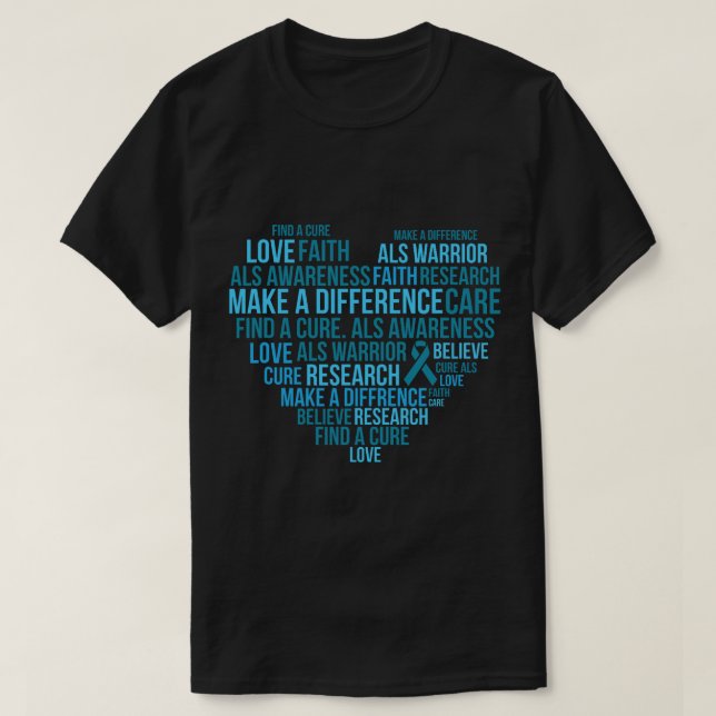 Camiseta para a Consciência ALS em maio Blue Ribbon (Frente do Design)