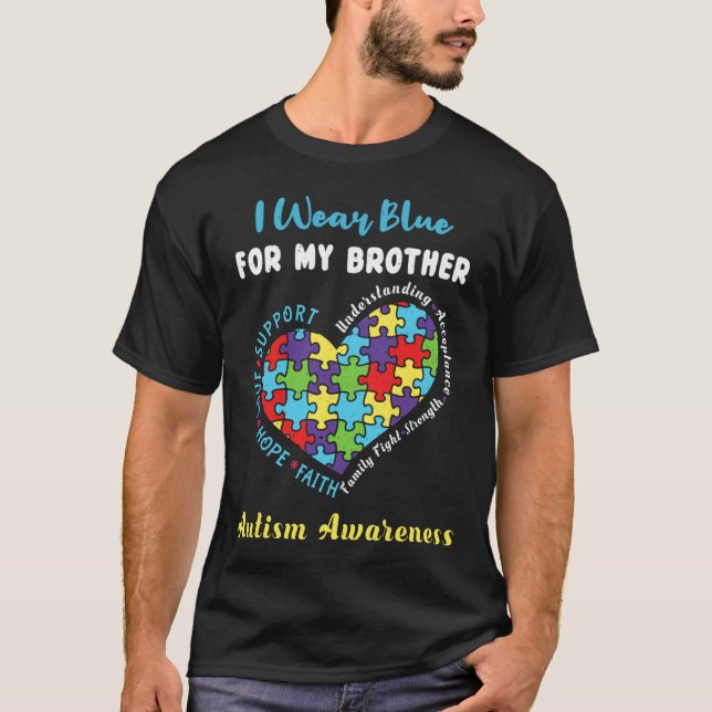 Camiseta Para a consciência do Autismo Especial Irmão Azul (Frente)