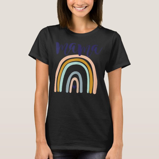 Camiseta Para a nova mãe do bebê gêmeo, mamãe Boho Rainb (Frente)