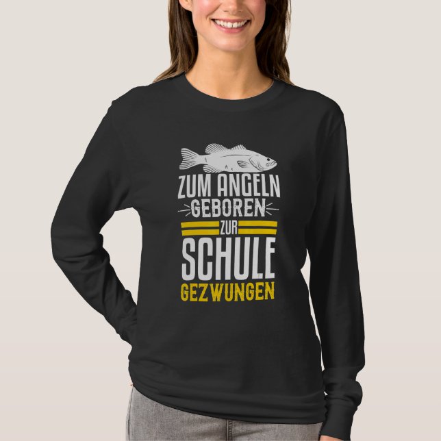 Camiseta Para A Pesca Do Nascer À Força Escolar - Anglas De (Frente)