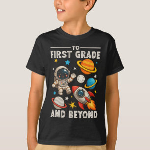 Camiseta Para a primeira série e além astronauta engraçado