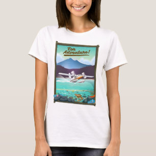 Camiseta Para Adventure! Poster de viagens do avião marítim
