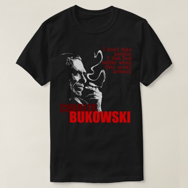 Camiseta Para As Mulheres De Mens Charles Bukowski Idol Gif (Frente do Design)