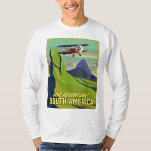 Camiseta Para Aventura, pôster de viagem da América do Sul