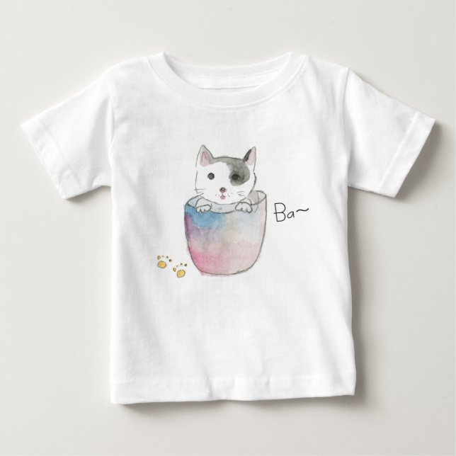 CAMISETA PARA BEBÊ いたずら子猫のご挨拶 (Frente)