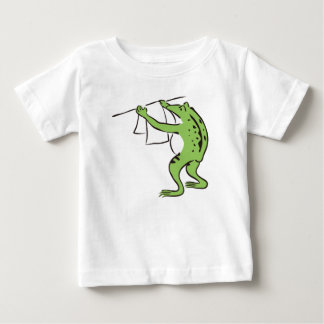 CAMISETA PARA BEBÊ 【純和風】鳥獣戯画風カエルの丁寧お洗濯ラグラン